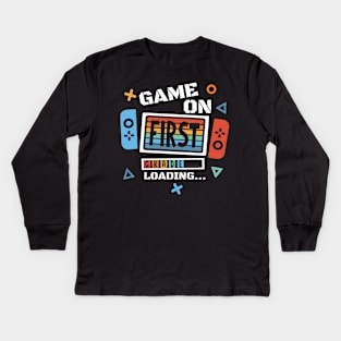 Game on First Grade Back to School Video Game Gift For Boy Girl Kids Kids Long Sleeve T-Shirt